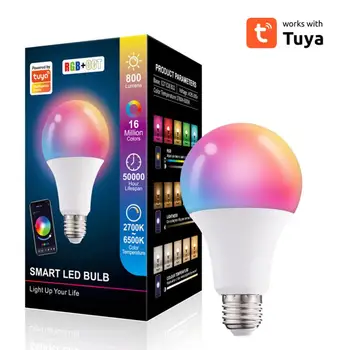 Tuya Smart Led Spuldzes Gaismas 10W E27 B22 Tuya Kontroles RGB+PKT Krāsu Led Lampa Strādā Ar Alexa Mājas Smart Dzīve