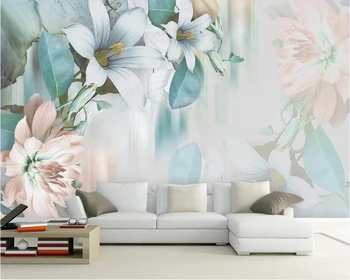 Custom tapetes Amerikāņu stilā, eļļas glezna liliju ziedu dīvāns TV fona sienām dzīvojamā istabā, guļamistabā, 3d tapetes