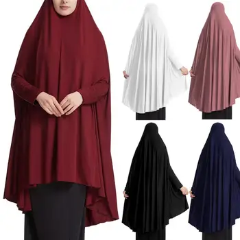 Musulmaņu Kimono Kaftan Mantija Cieta Krāsu, Gluda Auduma Sieviešu Drēbes Kroku Hem garām Piedurknēm Retro Apmetni ar Kapuci Dāmas Apģērbs
