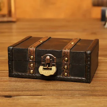 Vintage box glabāšanas kaste, galda, koka kaste, Eiropas koka vēstuli mazu lodziņu, lockroom antīko stilu lockbox kancelejas preces