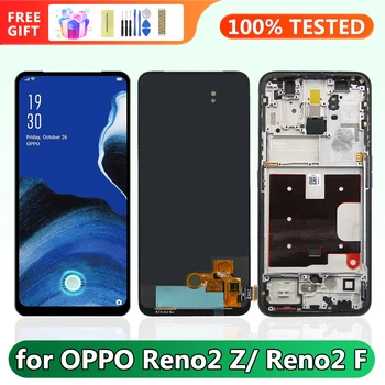 Ekrāna Oppo Reno2 Z Reno 2 Z PCKM70 Lcd Displejs Touch Ekrāns ar Rāmi Oppo Reno2 F CPH1989 Ekrāna Nomaiņa