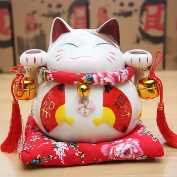 8 collu Keramikas Precēties Keramikas Laimīgs Kaķis Fengshui Mājas Dekoru Porcelāna Rotas, Biznesa Dāvanas, Fortune Cat Naudas Kastes Kuģiem