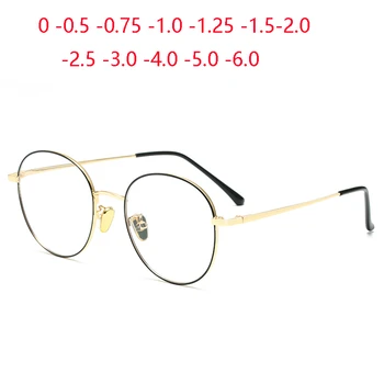 Nerūsējošā Tērauda Zilā Gaisma Pretbloķēšanas Ovāls Recepšu Brilles, Lai Tuvredzīgs Metāla Īstermiņa redzes Briļļu 0 -0.5 -0.75, Lai -6.0