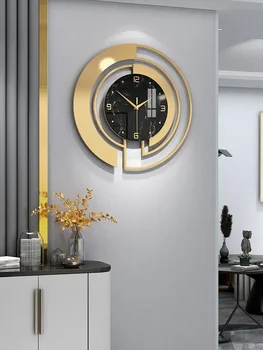 Mūsdienu gaismas luksusa sienas pulkstenis mājas dzīvojamā istaba modes apdare pulkstenis vienkārši radoši mākslas atmosfērā, neto sarkans pulkstenis sienas