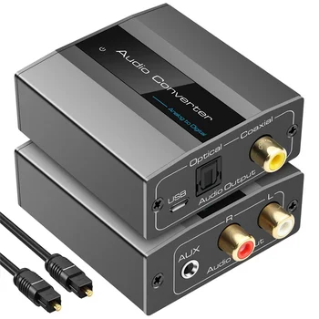 Analogās uz Ciparu Audio Converter RCA Optiskā ar Optisko Kabeli Audio Digitālā Toslink un Koaksiālo Audio Adapteri
