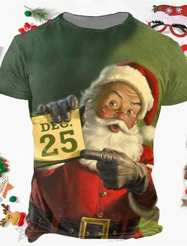 Ziemassvētku santa Grafiskais Vīriešu T-Krekls Vīriešu Apģērbu 3D Iespiesti Vasaras Topi ar Īsām Piedurknēm Modes Pusei Festivāla t-veida krekls