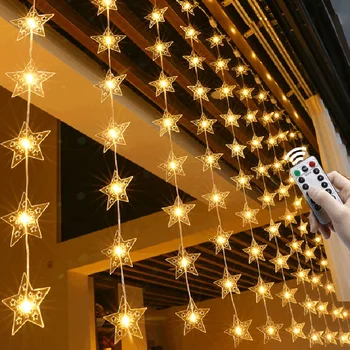 3x2/3x1M LED Kāzu Zvaigžņu Pasaku Aizkaru Gaismas Ziemassvētku Vītnes Aizkaru String Gaismas Āra Puse Dzimšanas dienu, Jauno Gadu Dekori