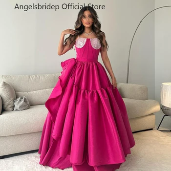 Angelsbridep-line Ruched Satīna vakarkleita Ilgi Arābija Vestidos De Fiesta Elegantes Para Mujer 2023 Dubaija Puse Kleitas