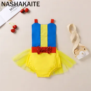 NASHAKAITE ir 2021. Baby Girl Apģērbu Salds Cute Baby Girl Vasaras Bodysuit Galvu Putekļainās Red Playsuit Par Jaundzimušo Bērnu Kombinezonus