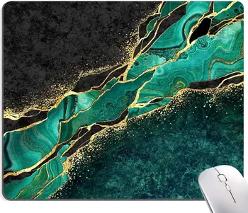 Zaļā Marmora, Zelta Peles Paliktņa Premium-Teksturētu Peli Mat Ūdensizturīgs neslīdoša Gumijas Pamatne Datora peles paliktņi Biroja Klēpjdatoru Galda