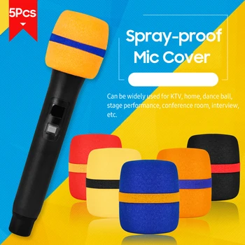 5 Pack Biezu Putu Mic Segtu Rokas Mikrofons Priekšējā stikla Krāsains Mikrofons Sūklis Vāks Karaoke DJ Stage 7 * 6 * 6cm 1