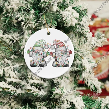 Putuo Dekoru 1pc Fram Frensh Ziemassvētki Koku Keramikas Hanging signāls,Sienu Mākslas Dekorēšanai Ziemassvētku Eglīte Dekori Jauno Gadu ,3X3 Cm 2