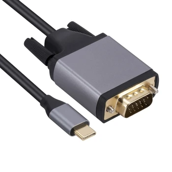 Metāla USB C/C Tipa VGA Pārveidotājs Kabelis Visi Lietotāji Izrādes T5EE 2