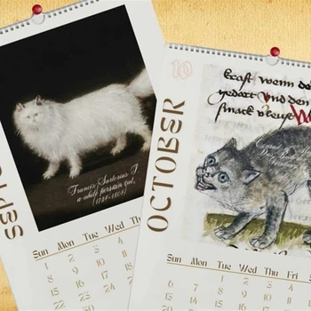 Kaķis Sienas Kalendārs 2024,2024 Smieklīgi Renesanses Kaķu Kalendāra, Karājas Pie Sienas Kalendāra 12 Mēnešu Kaķis Kalendāri Ar Neglīts Viegli Izmantot 4