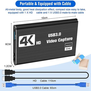 2X Video Capture Karte, Slēdzis Uzņemšanas Kartes Switch, 4K 1080P 60FPS Straumēšanas Video Ierakstīšanu PS4/DSLR/Kameru 5