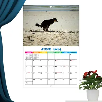 Suņi Kalendāra 2024. Gadam Funny Dzīvnieku Sienas Kalendārs 11X11 Collu Atvērt Bieza & Izturīga Papīra Ģimenes Plānotājs & Ikdienas Organizators Dzīvnieku 0