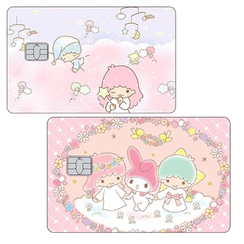 Kawaii Maz Twin Star Salds Sanrios Diy Pvc Kartes Uzlīmes Anime Multfilmu Meitenes Autobusu Debeta Kredītkartes Priekšā, Matēts Uzlīmes, Rotaļlietas