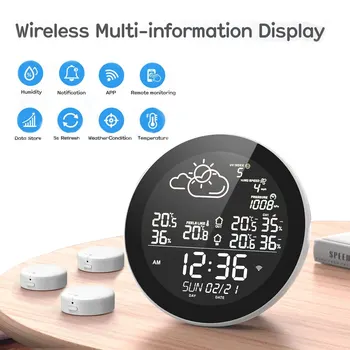 Tuya, WIFI, Bluetooth, Temperatūras, Mitruma Sensors Iekštelpu Āra Bezvadu Laika Stacija Digitālo Prognoze Termometrs App Kontroles