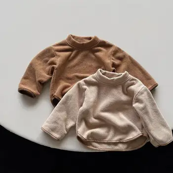 Ziemas Jauno Bērniem Siltas Zemāko Kreklu Bērnu Cieto T Krekli Meitene Vilnas Vintage Džemperis Zēns Universāls Ikdienas Topi, Drēbes Bērniem