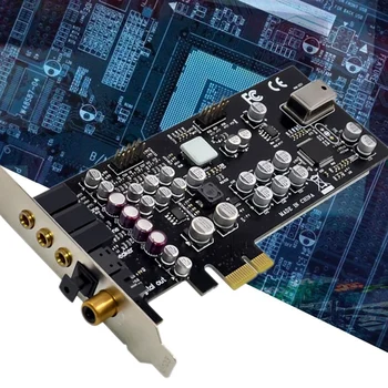 CM8828 PCI-E X1 7.1 CH Temperatūra Aizpildīt Skaņas Kartes Profesionālās kvalitātes HD Audio Kartes (Melns)