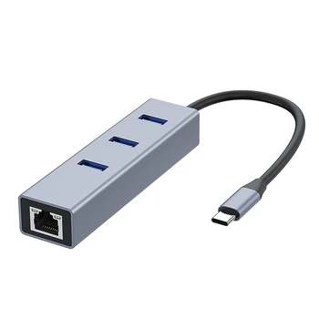 1000Mbps 3 USB3 Pieslēgvietu.0 Extender Gigabit RJ45 Hub Tipa C Ethernet Kabeli Converter Ethernet Adapteris priekš MacBook Portatīvo Datoru