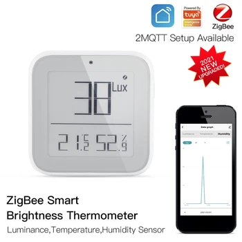 Tuya Zigbee Smart Spilgtumu Termometrs Reālā laika Gaismas Jutīgs Smart Home Temperatūras un Mitruma Detektors ar Gudru Dzīvi