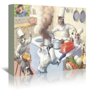 Mājas Apdare, Krāsošana Sienas, Mākslas HD Virtuves Dzīvnieku Kaķis Šefpavārs, Cooking, Drukāt Mūsdienu Plakātu, Audekls Cuadros Moduļu Priekšstatu Par Dāvanu 0