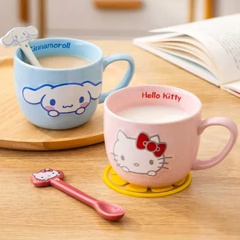 360ml Kawaii Sanrio Hello Kitty Cinnamoroll Kuromi Keramikas Krūze Cute Karikatūra Tasi Piena Kafijas Tasi Reljefs Ūdens Krūze Meitenes Dāvanas