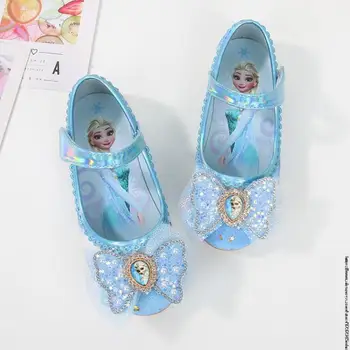 Disney Meiteņu Vasaras Sandales Jauns Bērnu Kristāla Dzīvoklis papēžiem Saldēti Princese Kurpes Maz Meitene Zivju Muti Kurpes Elsa Rozā, Zilā