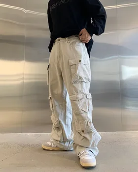 Y2K Kravas Bikses Multi-kabatas Instrumentu Elsas Harajuku Vīriešu Vintage Zaudēt Plaša Kāju Bikses Streetwear Gadījuma Hip-hop Mopping Bikšu
