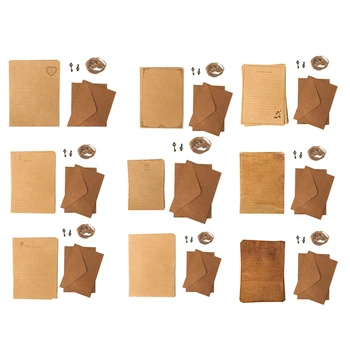 12 Gab Vintage Kraft Papīrs Rakstāmpapīrs Eiropas Stila Grāmata Vēstuli Rakstīt Vēstuli, Papīra Kancelejas Piederumu Komplekti