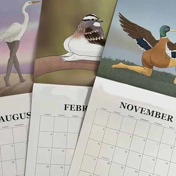 Kalendārā Ārkārtīgi Precīzu Putnu Sienas Kalendārs Jan. 2024 - Dec. 2024,12 Ikmēneša Putni Karājas Kalendārs Plānotājs Viegli Izmantot
