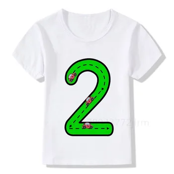 1-10 Zēni/Meitenes Atdzist Automašīnu Dzimšanas Dienu Numurus, T-Krekls Bērniem Zēni Happy Birthday T Krekls Balts T-Krekls Baby Meitenes Augšu