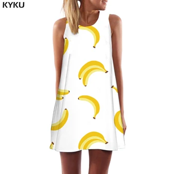 KYKU Banānu Kleita Sievietēm Harajuku Īsā Baltā Pludmale Smieklīgi korejiešu Stilā, Seksīgu Sieviešu Apģērbu Gadījuma Piedurknēm Tunika Wrap Femme