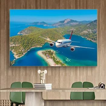 Mūsdienu Audekls Gleznošanai Plakāti Lidmašīnas Virs Flying Salas Izdrukas Sienas Art Attēlus Dzīvojamā Istaba Rotājumi Mājās