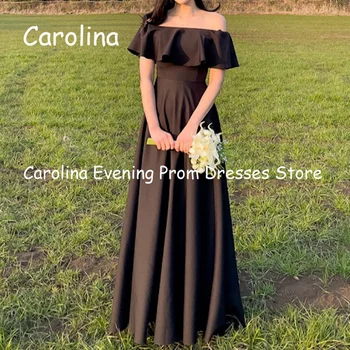Carolina Satīns-line, Off-the-plecu Savirmot Balles Kleita Potītes Garums Korejas Vakarā Oficiāli Elegants Puse Kleita Sievietēm 2023 0