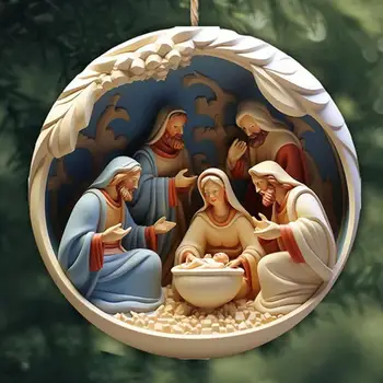 Horoskops Ziemassvētku Eglīte Kulons Reliģisko Jēzus Kristus Piekārtiem Rotājumi 2024. Gadam Ziemassvētki Navidad 2024 Jaunu YearAcrylic Puse 2D Deco