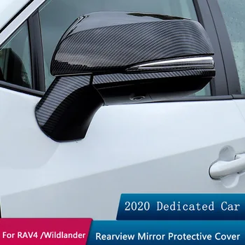 TAJIAN Automašīnu Atpakaļskata Sānu Durvis Virpošanas Spoguļa Vāciņš Melns, Spilgti Sloksnes ar Oglekļa Šķiedras ABS Aizsardzības Toyota RAV4 2020-2022