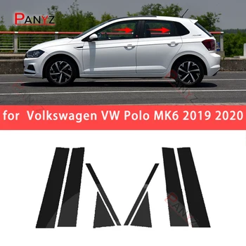 8Pcs Pulēta Pīlārs Amata piemērots Volkswagen VW Polo MK6 2019 2020 Auto Piederumi Logu Apdare Segtu BC Kolonnas Uzlīme
