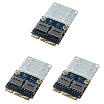 3X 2 SSD HDD Klēpjdators Dual Micro - SD SDHC SDXC TF uz Mini PCIe Atmiņas Karšu Lasītājs MPCIe 2 Mini-Sdcards Adapteri 0
