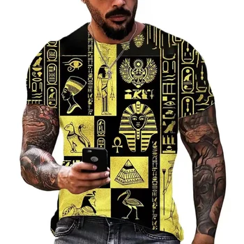 2023 Senās Ēģiptes Mākslas Hip Hop T Krekls Vīriešu un Sieviešu Modes Gadījuma 3D Drukāšanas Īsām Piedurknēm Harajuku Vasaras Zaudēt Plus Lieluma Galotnēm