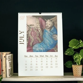 Kaķis Sienas Kalendārs 2024,2024 Smieklīgi Renesanses Kaķu Kalendāra, Karājas Pie Sienas Kalendāra 12 Mēnešu Kaķis Kalendāri Ar Neglīts Viegli Izmantot 0