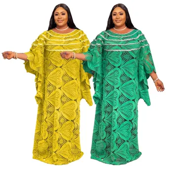 Āfrikas Kleitas Sievietēm Gana Tradicionālo Ankara Boubou Abaya 2 Gabali Izšūtām Mežģīnēm Musulmaņu Kaftan Maxi Kleitu, Liela Izmēra Kleita
