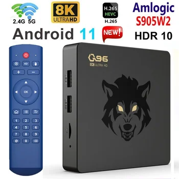 Q96 8K Smart TV Box Android 11 Amlogic S905W2 Quad Core 2.4 G/5G WIFI UHD 3D Airplay Miracast Media Player H. 265 HDR IPTV