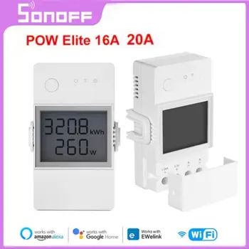 SONOFF POW Elite Smart Power Meter Slēdzis 16A /20A Wifi Smart Home Slēdzi, LCD Ekrāns, Darbojas ar Alexa, Google Home eWeLink App