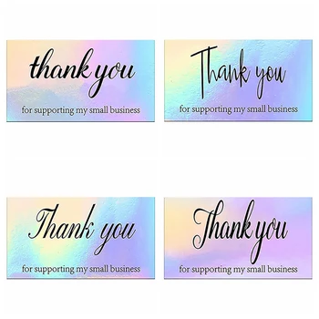 10-50gab/Iepak Rainbow Paldies Par atbalstu Manu Mazo Uzņēmumu Kartes Paldies Karte Par Jūsu Pasūtījuma Apsveikuma Party