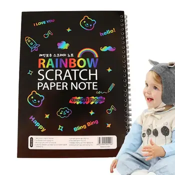 Varavīksnes Scratch Papīra Māksla, 10 Loksnes DIY Handmade Melns Scratch Papīra Varavīksnes Mākslas Papīrs Rainbow Nulles, Meitenēm Un Zēniem