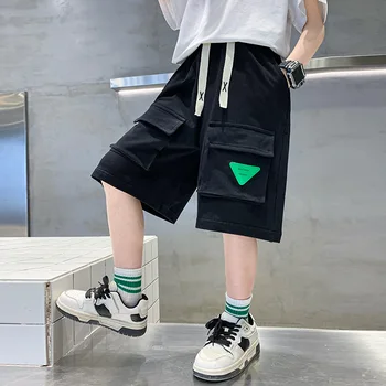 Baby Boy Kravas Šorti Vasaras Modes Bērniem Sporta Vaļīgas Bikses, Elastīga Vidukļa Pusaudžu Bikses, Bērnu Apģērbs 120-170cm 1