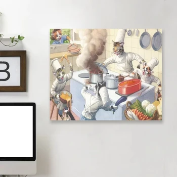 Mājas Apdare, Krāsošana Sienas, Mākslas HD Virtuves Dzīvnieku Kaķis Šefpavārs, Cooking, Drukāt Mūsdienu Plakātu, Audekls Cuadros Moduļu Priekšstatu Par Dāvanu 1
