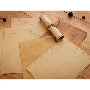 12 Gab Vintage Kraft Papīrs Rakstāmpapīrs Eiropas Stila Grāmata Vēstuli Rakstīt Vēstuli, Papīra Kancelejas Piederumu Komplekti 1